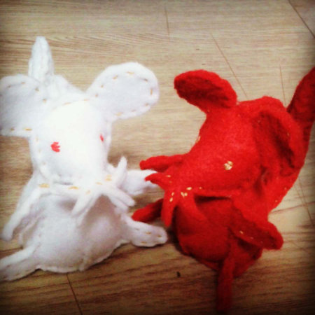 みなさんが作ったぬいぐるみ　紅白鼠