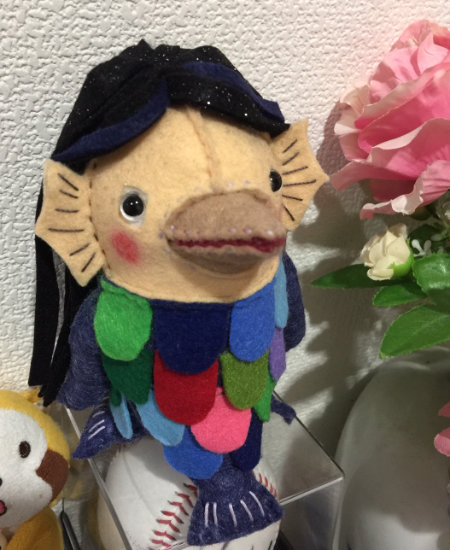みなさんが作ったぬいぐるみ　カラフルなアマビエ