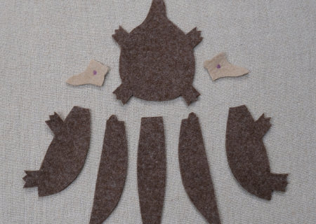フェルトのはりやまハリモグラの作り方01