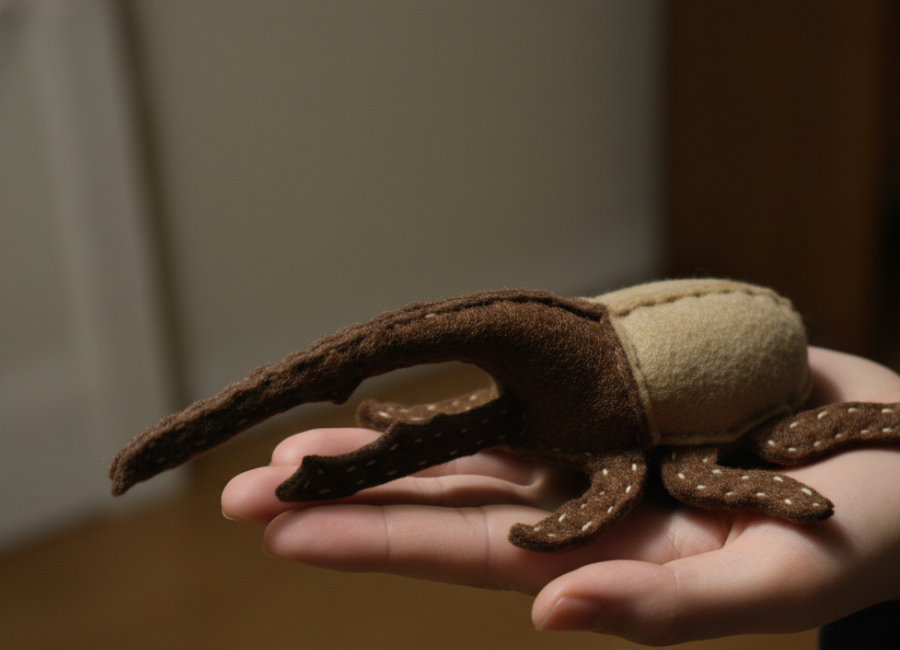 フェルトのカブトムシ７（ヘラクレスオオカブト）